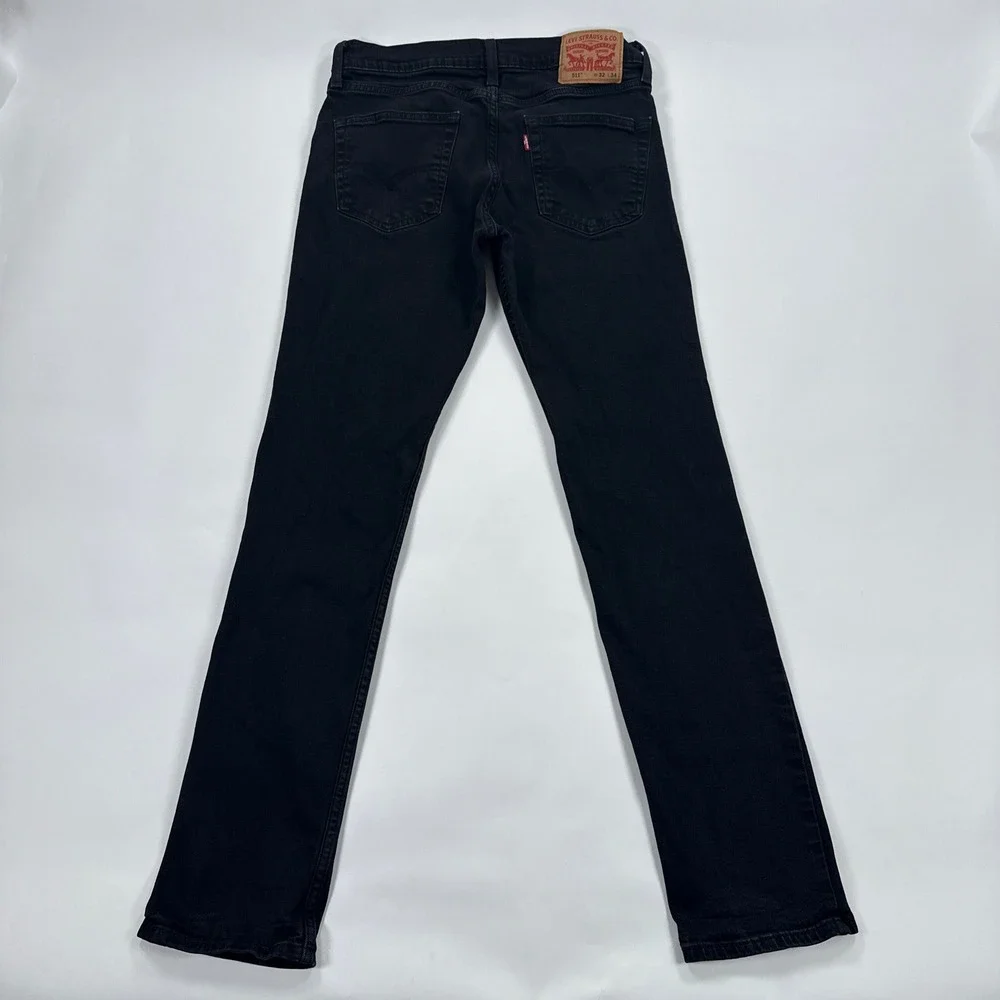 Levis Mens 511 Slim Jeans 32x34 Black Stretch Denim Pants Streetwear Classic